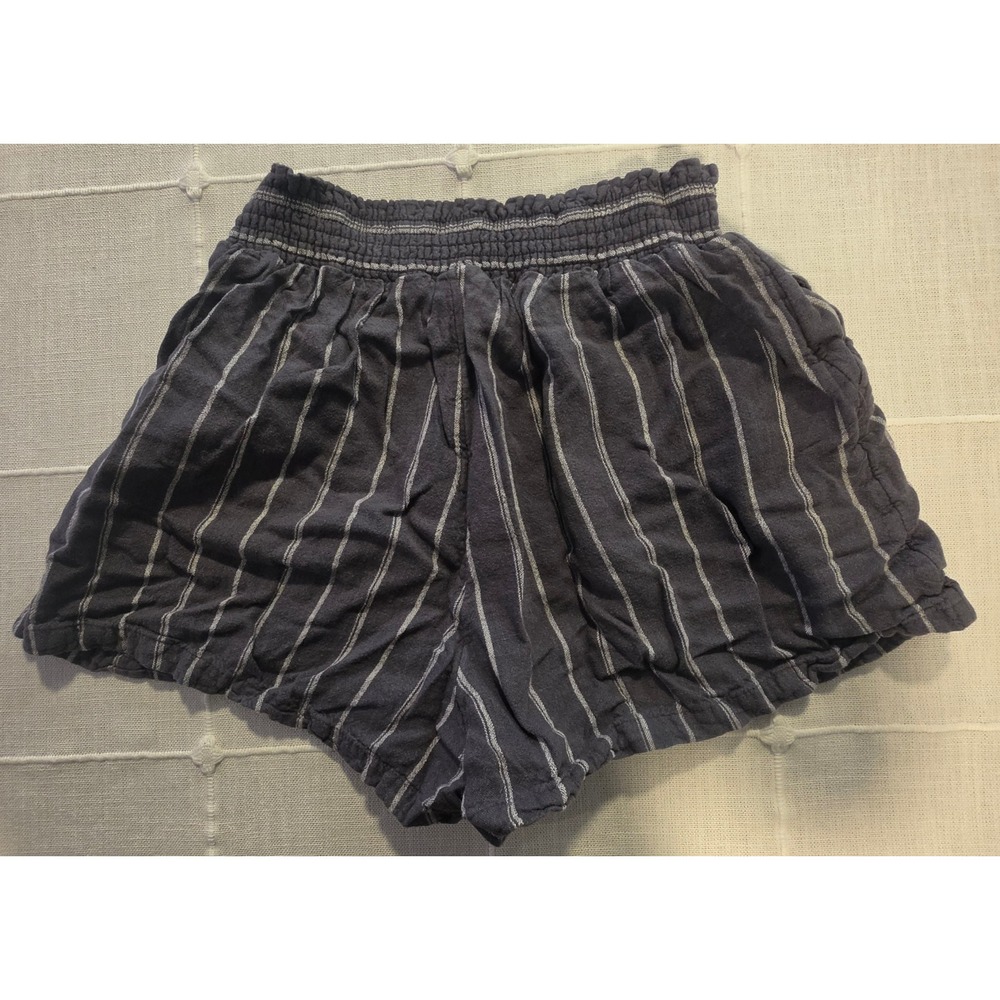 Universal Thread Striped Smocked Waist Shorts Charcoal Gray Blue Small - Picture 3 of 4
